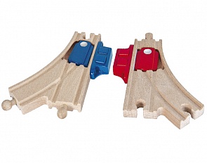 Раздваивающееся полотно для деревянной железной дороги с переключателем, 2 детали (Eichhorn, 100001419)